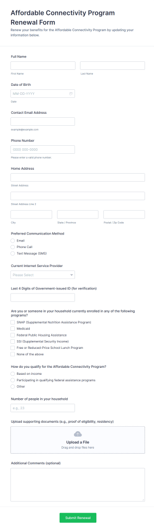 Affordable Connectivity Program Renewal Form Template