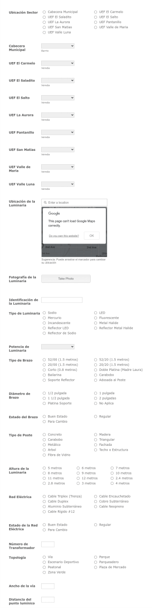 Aforo Alumbrado Público Form Template