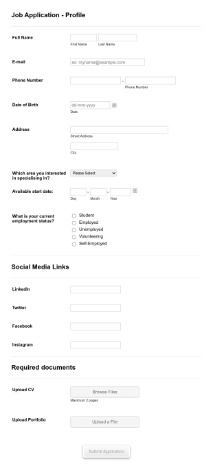 Africa Works Application Form Template