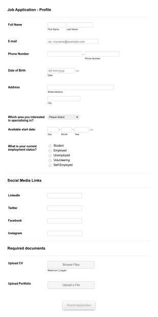 Africa Works Application Form Template
