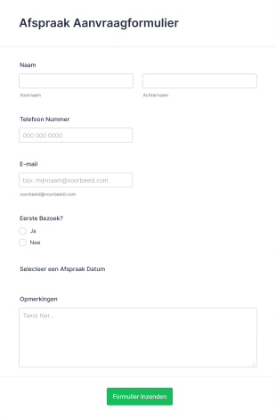 Afspraak Aanvraagformulier Form Template