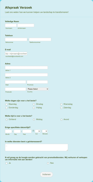 Afspraak Verzoekformulier Form Template