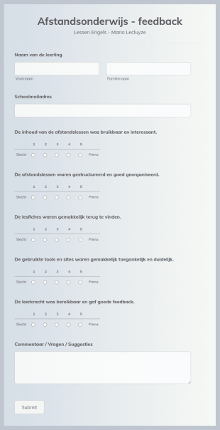Afstandsonderwijs Feedback