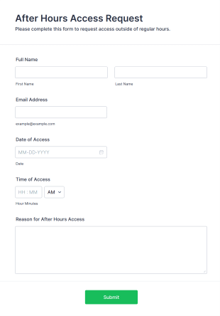 After Hours Access Request Form Template