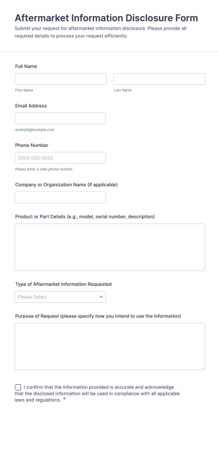 Aftermarket Information Disclosure Form Template