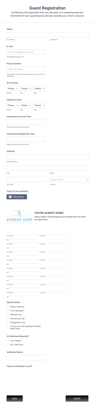 AG Guest Registration Form Template