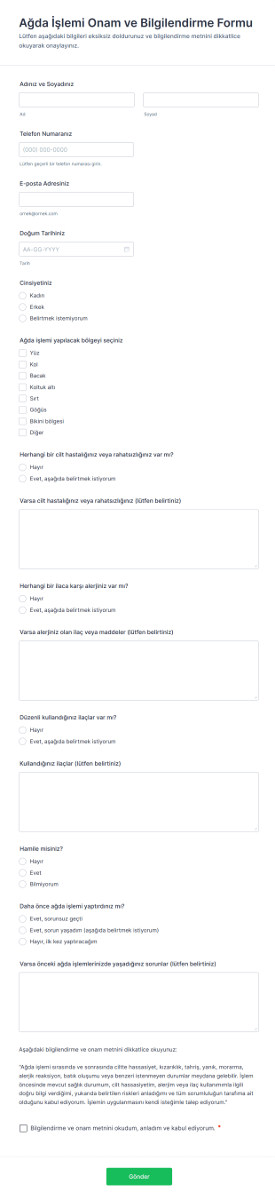 Ağda İşlemi Onam Ve Bilgilendirme Form Template