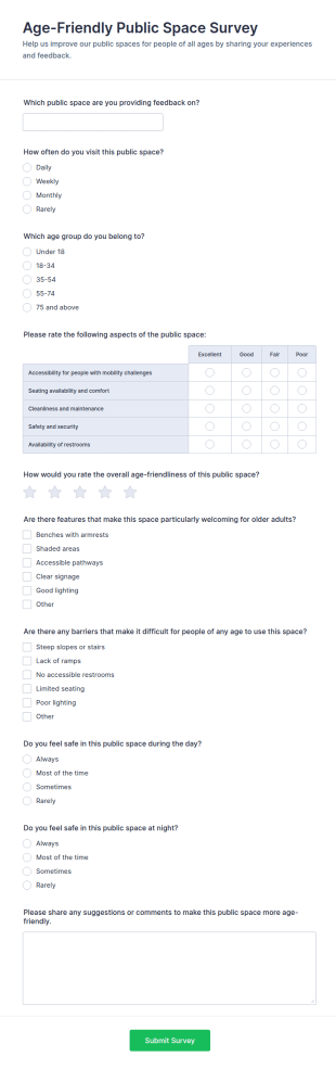 Age Friendly Public Space Survey Form Template