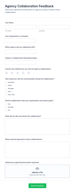 Agency Collaboration Feedback Form Template