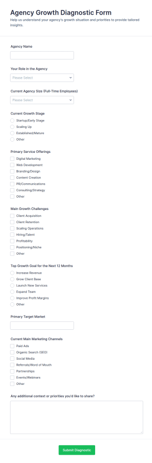 Agency Growth Diagnostic Form Template