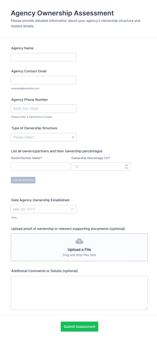 Agency Ownership Assessment Form Template
