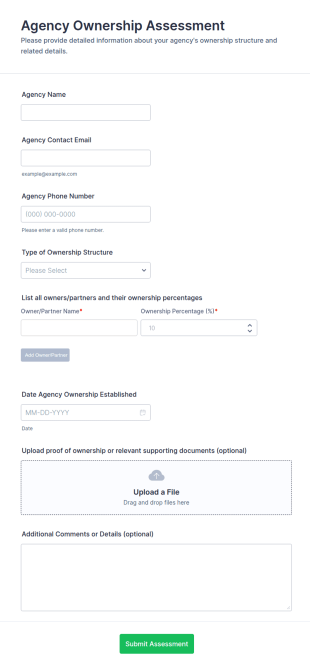 Agency Ownership Assessment Form Template