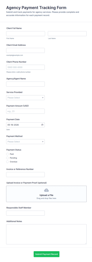 Agency Payment Tracking Form Template