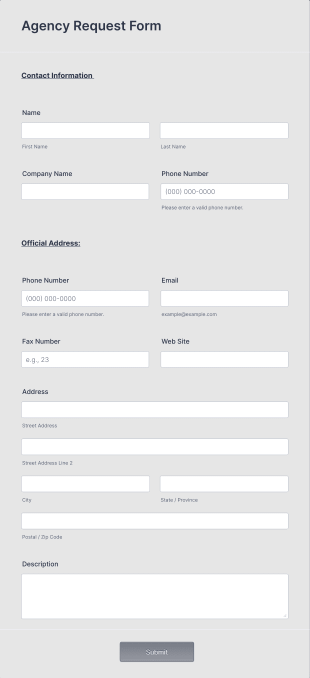 Agency Request Form Template