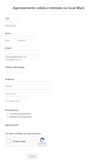 Agendamento Coleta E Retirada No Local Mysi Form Template