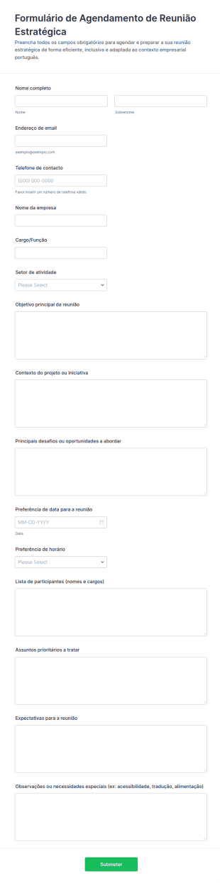 Agendamento De Reunião Estratégica Survey