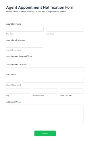 Agent Appointment Notification Form Template