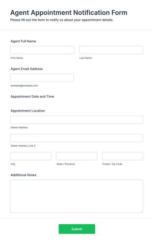 Agent Appointment Notification Form Template