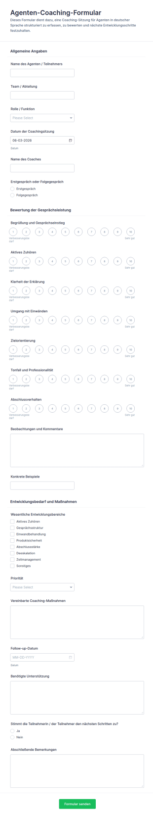 Agent Coaching Umfrage