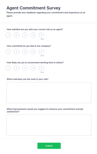 Agent Commitment Survey Form Template