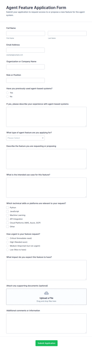 Agent Feature Application Form Template