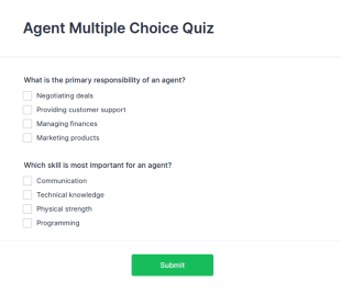 Agent Multiple Choice Quiz Form Template