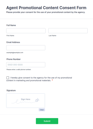 Agent Promotional Content Consent Form Template