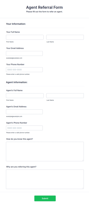 Agent Referral Form Template