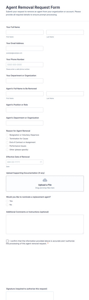 Agent Removal Request Form Template
