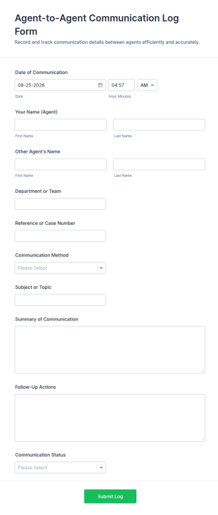 Agent To Agent Communication Log Form Template