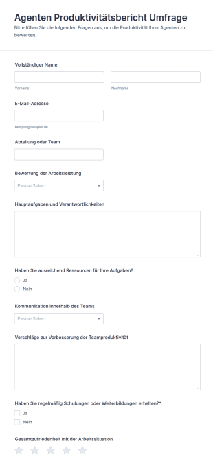 Agenten Produktivitätsbericht Umfrage
