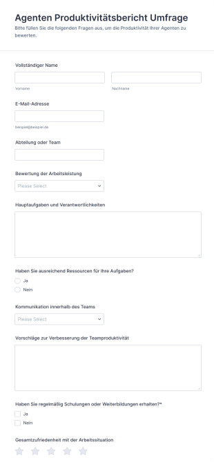 Agenten Produktivitätsbericht Umfrage