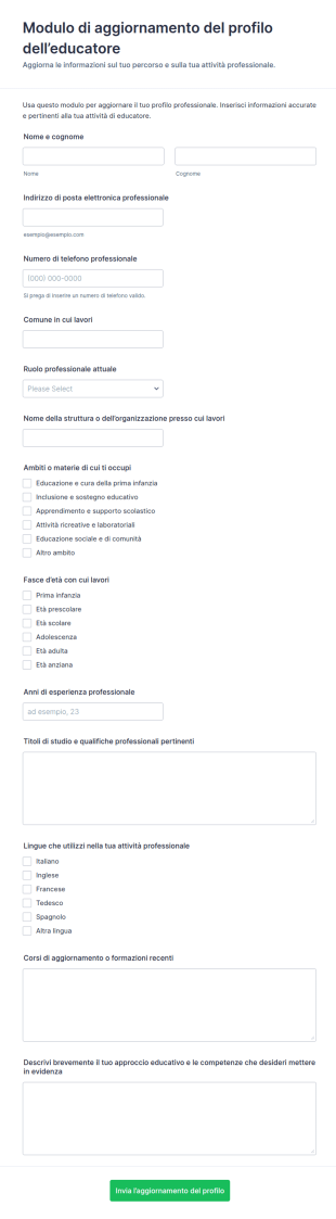 Aggiornamento Del Profilo Dell’educatore Form