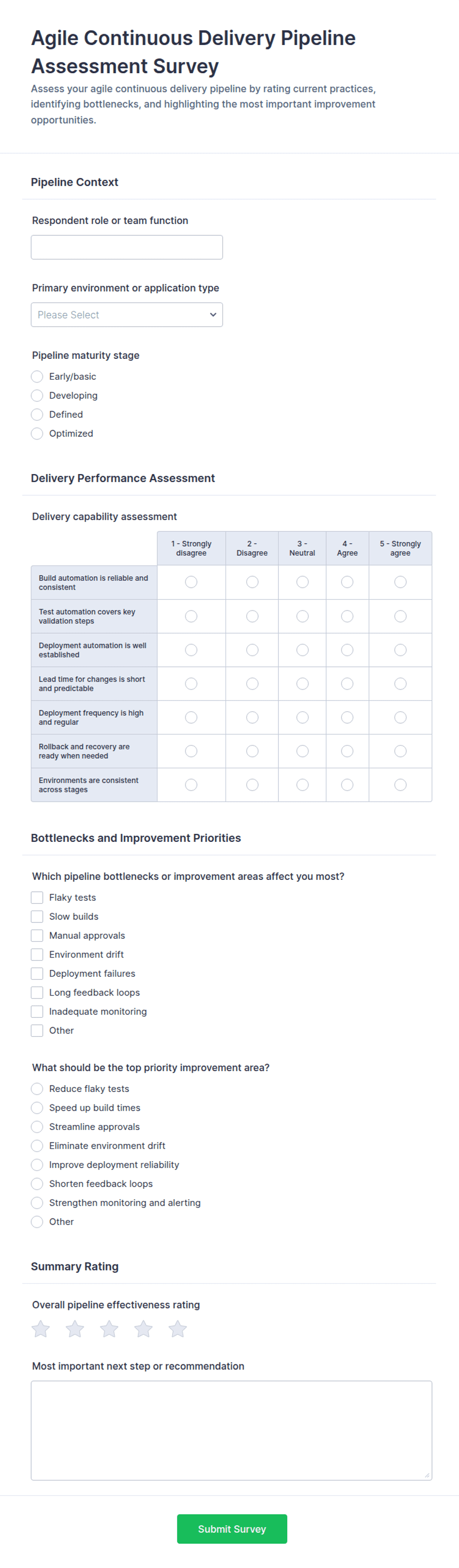 Agile Continuous Delivery Pipeline Assessment Form Template | Jotform