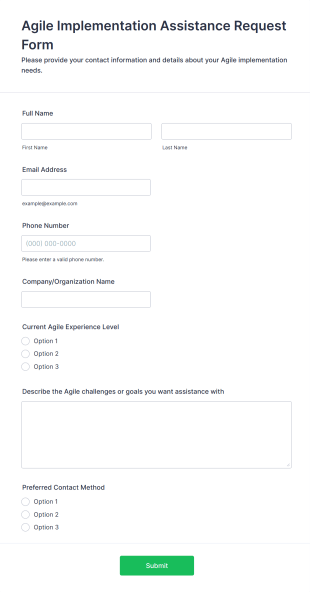 Agile Implementation Assistance Request Form Template