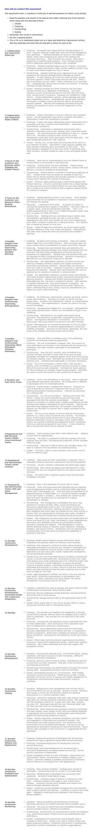 Agile Maturity Assessment Form Template