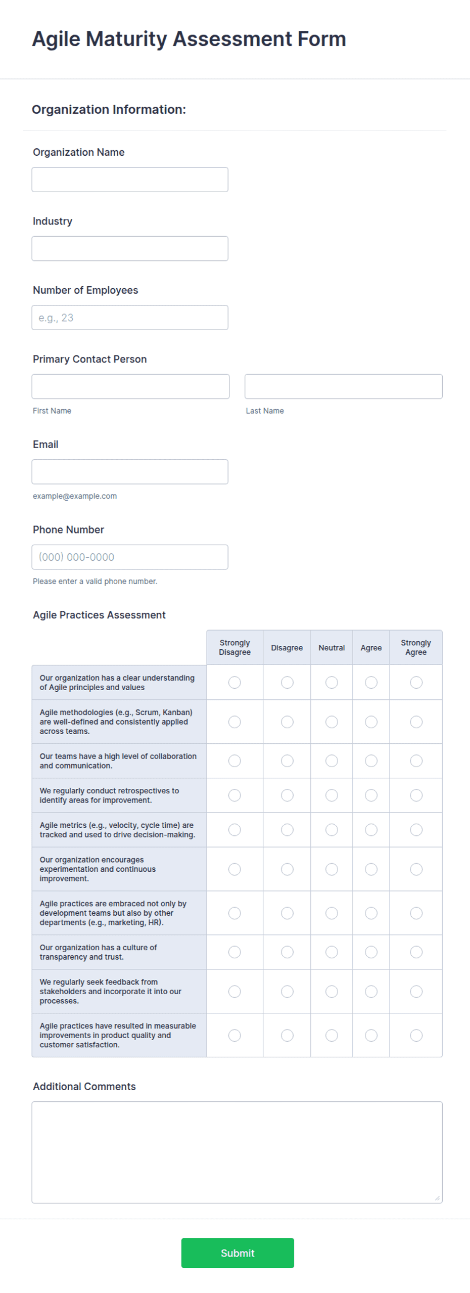 Agile Maturity Assessment Form Template | Jotform