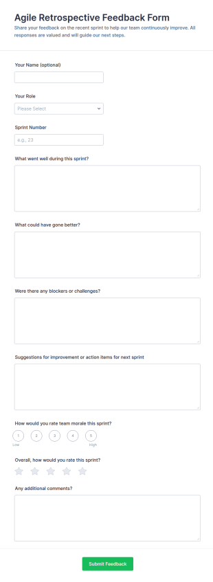 Agile Retrospective Feedback Form Template