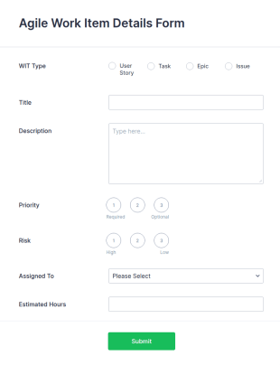 Agile Work Item Details Form Template