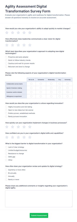 Agility Assessment Digital Transformation Survey Form Template