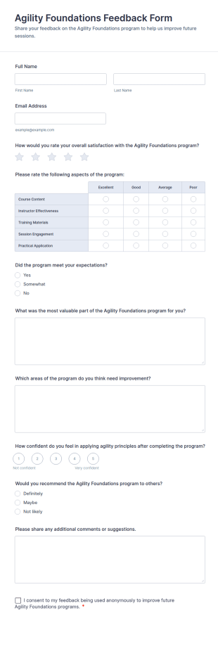 Agility Foundations Feedback Form Template