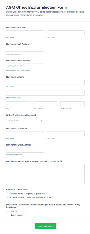 AGM Office Bearer Election Form Template