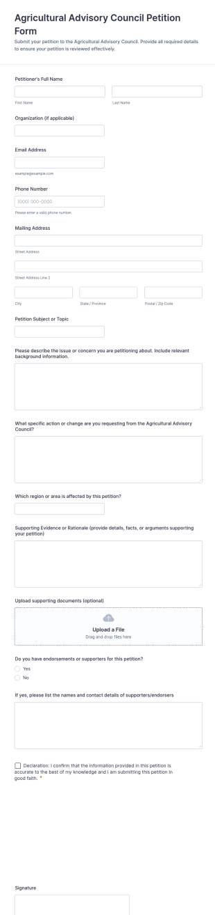Agricultural Advisory Council Petition Form Template
