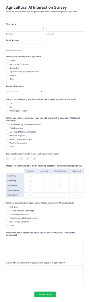 Agricultural AI Interaction Survey Form Template
