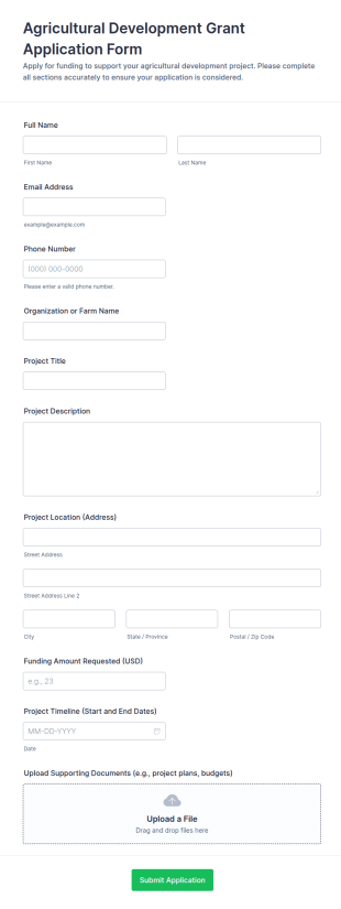 Agricultural Development Grant Application Form Template