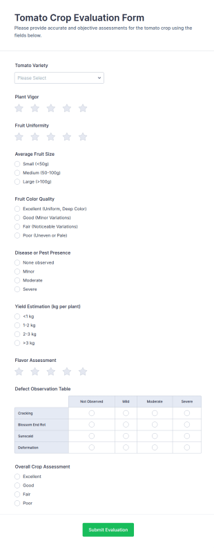Agricultural Evaluation Form Template