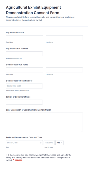 Agricultural Exhibit Equipment Demonstration Consent Form Template