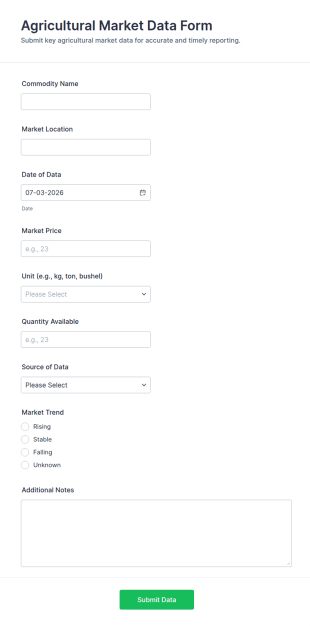 Agricultural Market Data Form Template