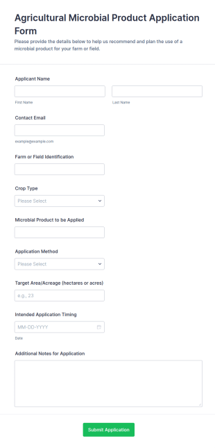 Agricultural Microbial Product Application Form Template