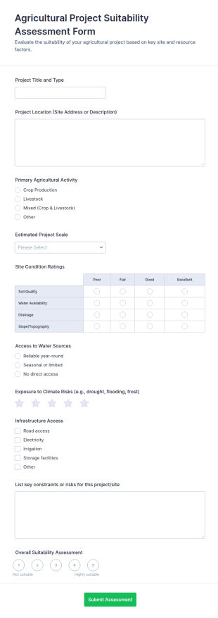 Agricultural Project Suitability Assessment Form Template